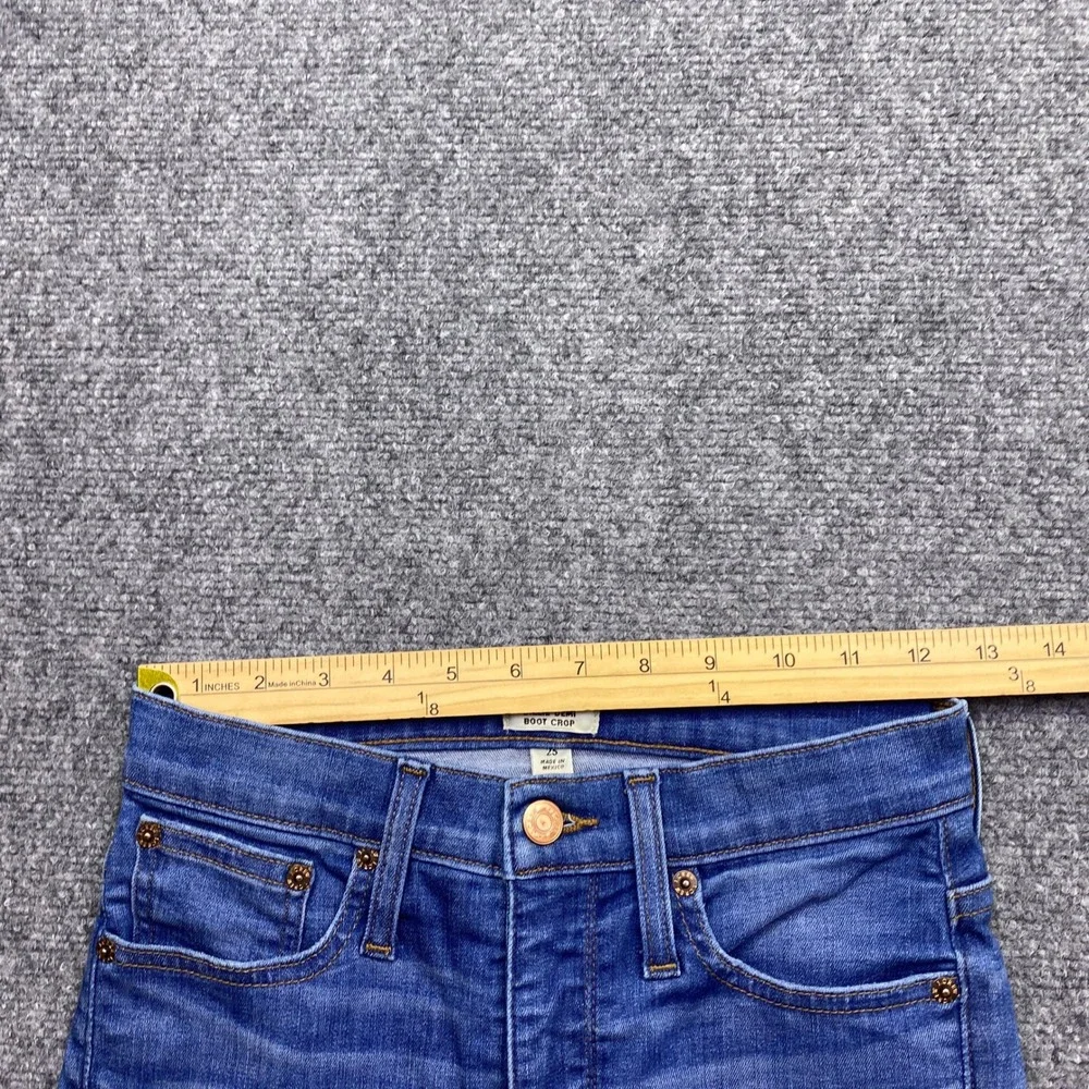 J.Crew Billie Demi Boot Crop Jeans Blue Raw Hem Size 25 Grunge Western Retro